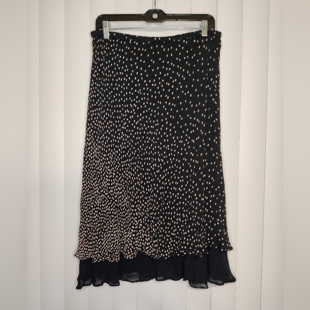 Chico's Design Black and Beige Polka Dot Skirt